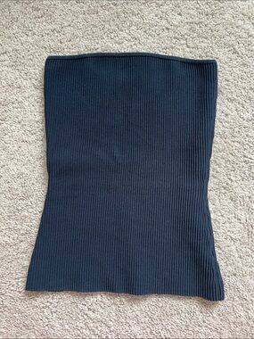 Aritzia Babaton sculpt knit strapless top XS dark blue ribbed